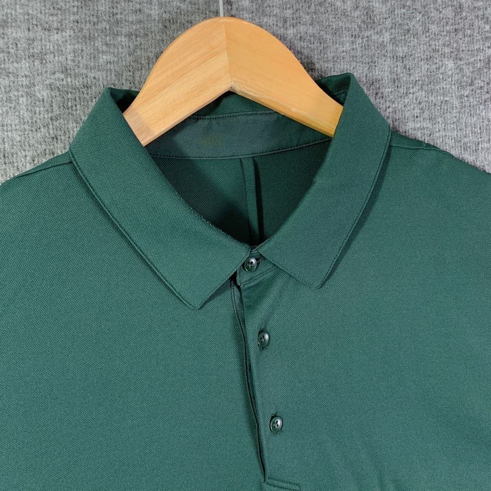 Lululemon Polo Shirt Men Extra Large Green Long Sleeve Performance Stretch - Picture 2 of 8